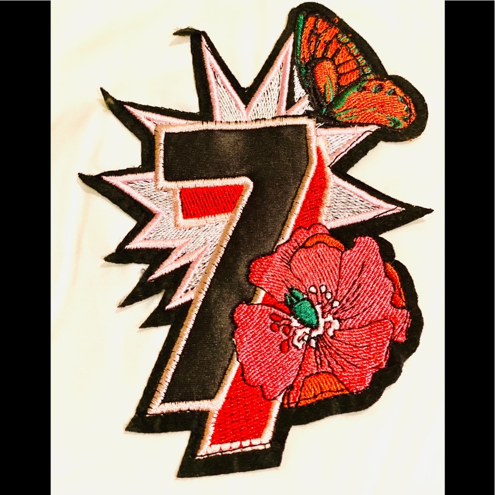 RARE White Poly Bomber Web Patch & Peacock Detail - Picture 5 of 8